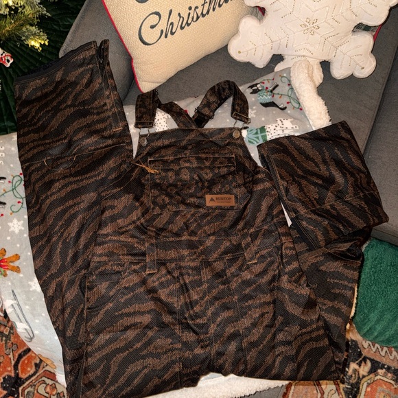 Burton Jackets & Blazers - Burton Ski Bibs in Brown and Black Tiger Stripe